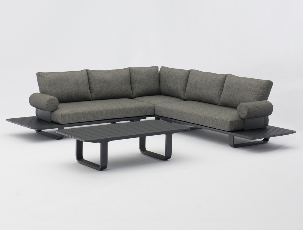 Garino Loungeset Slim Aluminium anthrazit  inkl. Sitz und Rückenkissen
