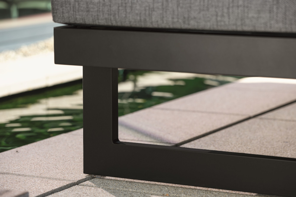 Stern New Holly Dining-Bank/Liege Set Alu schwarz/grau 7-teilig