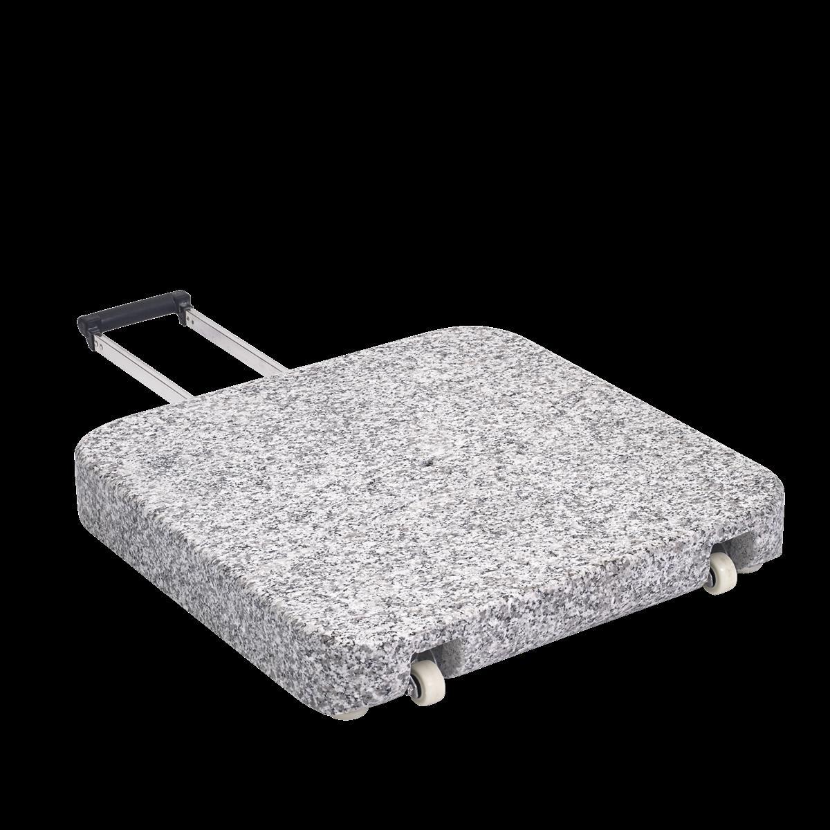 Glatz Schirmsockel Z40 - Granit 40 kg - 45 x 45 x 8 cm - Naturstein, mit Rollen und ausziehbarem Handgriff - ohne Standrohr