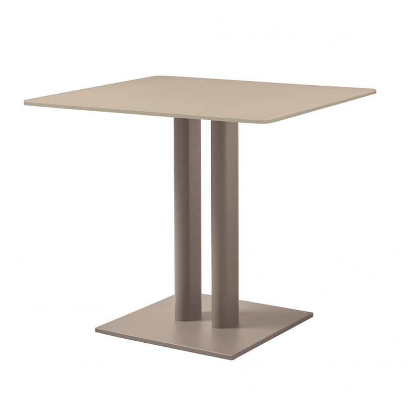 SIFAS OSKA Tisch Aluminium Mocca/ Tischplatte Teak 80 x 80 cm Ausstellungsstück